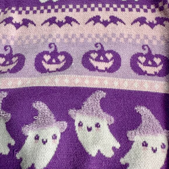 Sweet Society NWT Junior Small Pastel Ghosts & Jack-O-Lanterns Fair Isle Sweater - Picture 7 of 10
